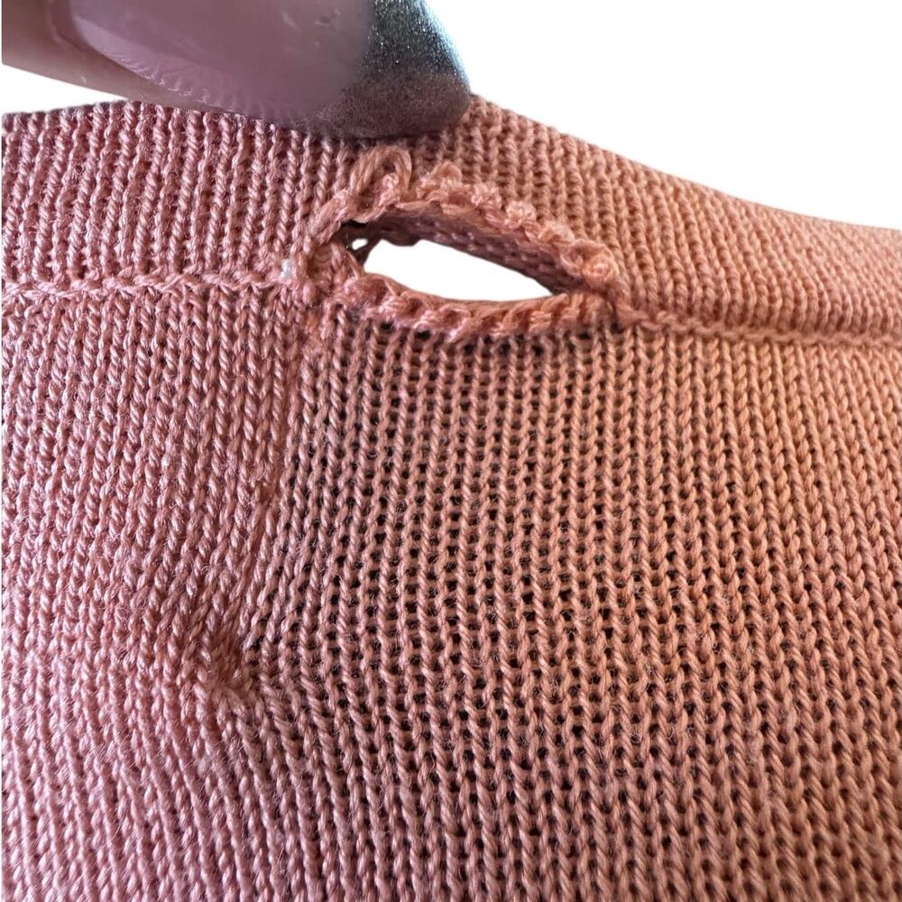 Flawed Vintage Silk Blend Cardigan Pink Peach Coral Lime Striped‎ Kidcore 14 - Picture 4 of 5